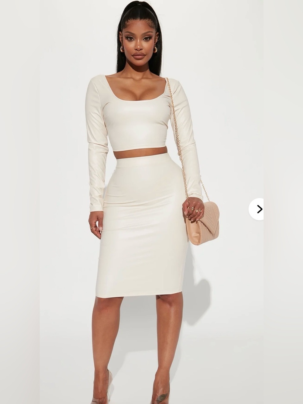 Fashion Nova NWT Sold Out Cream High-Rise Pencil Skirt